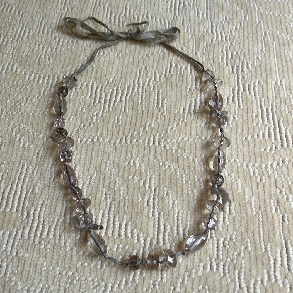 Vintage J.Crew Acrylic on Ribbon Necklace .